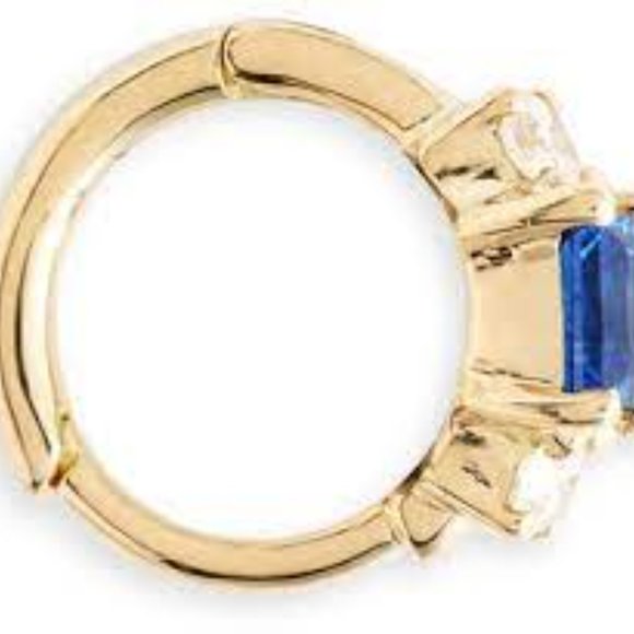 Maria Tash Blue Sapphire Diamond Princess Nonrotating Clicker Earring SOLD OUT - Picture 2 of 5